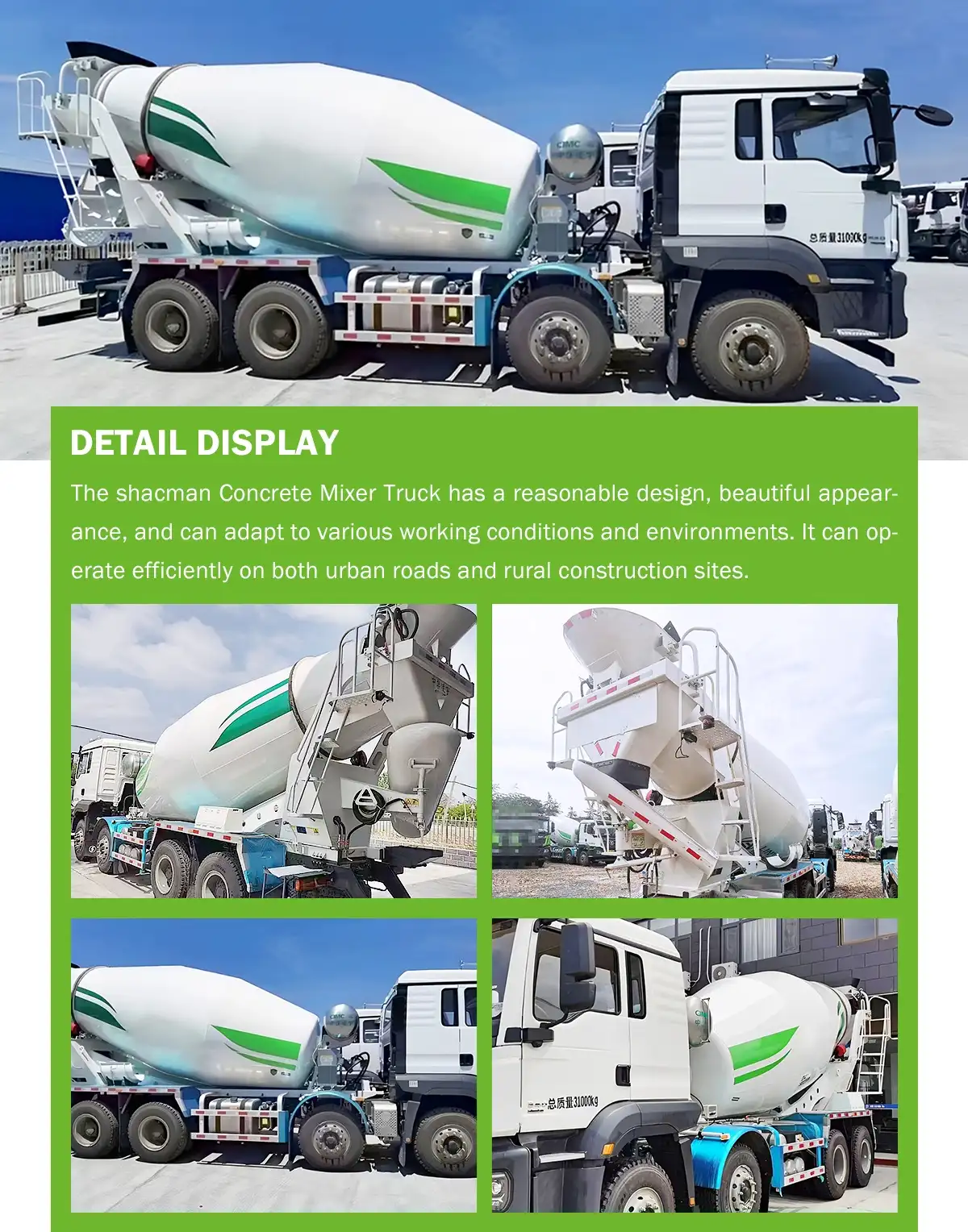 Shacman 8*4 Concrete Mixer Truck details