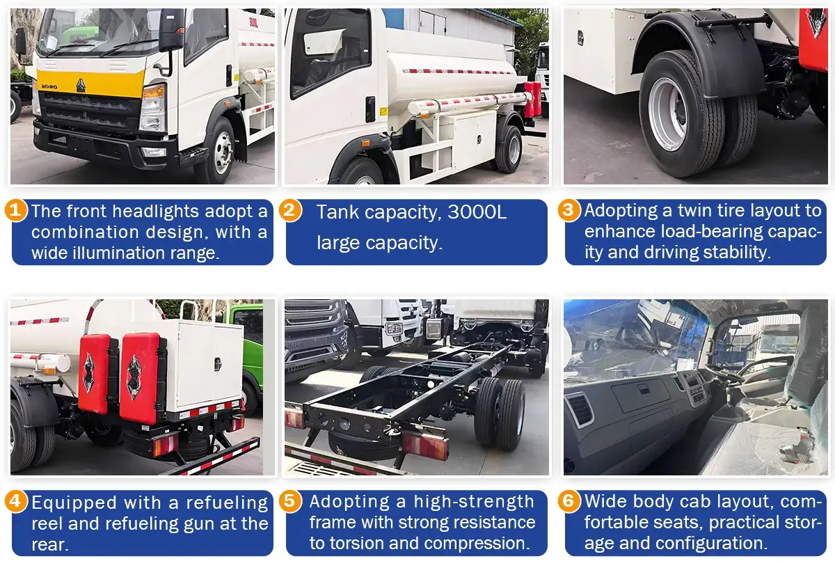 Howo 4x2 fuel tanker truck details