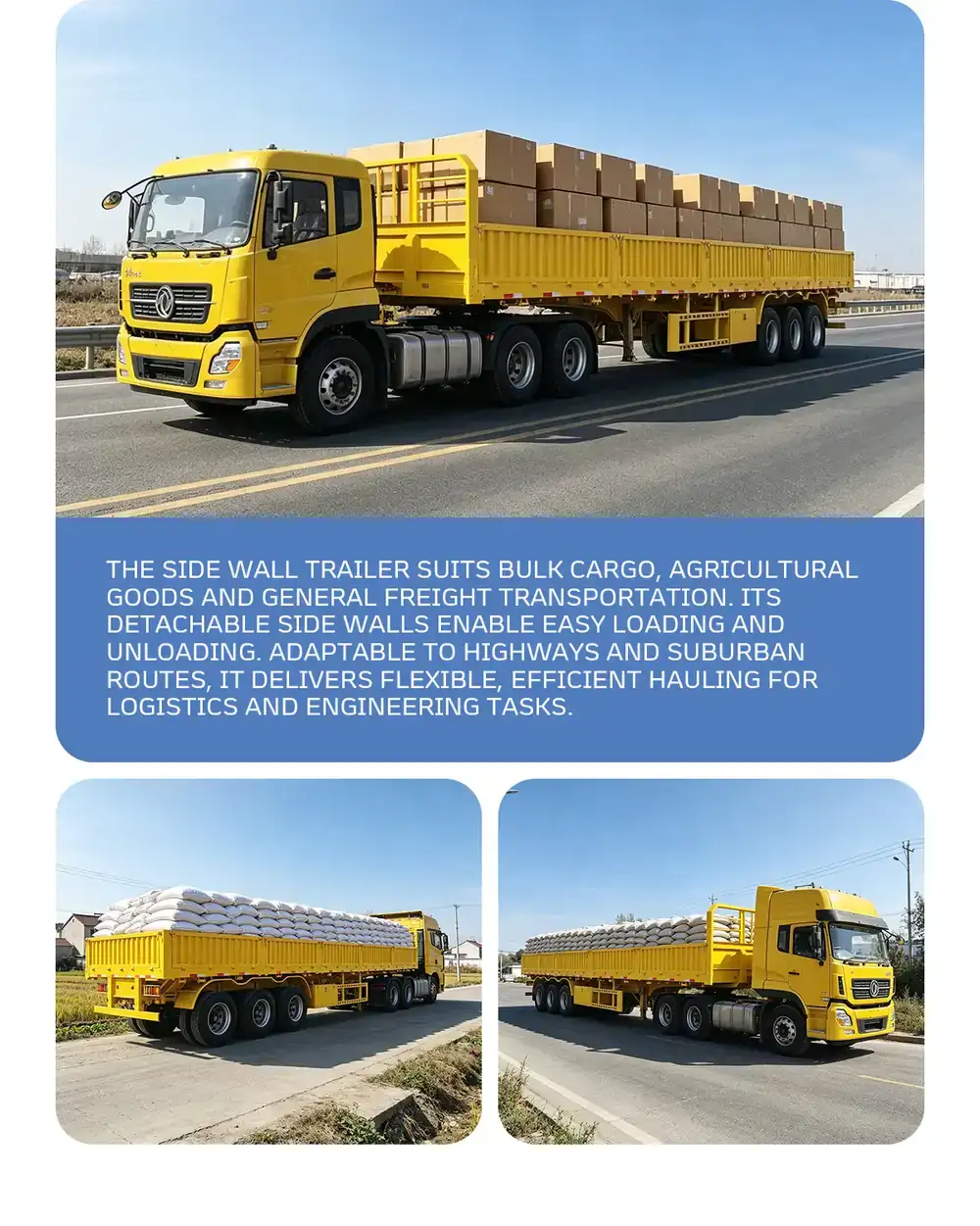 tri axle sidewall semi trailer applications