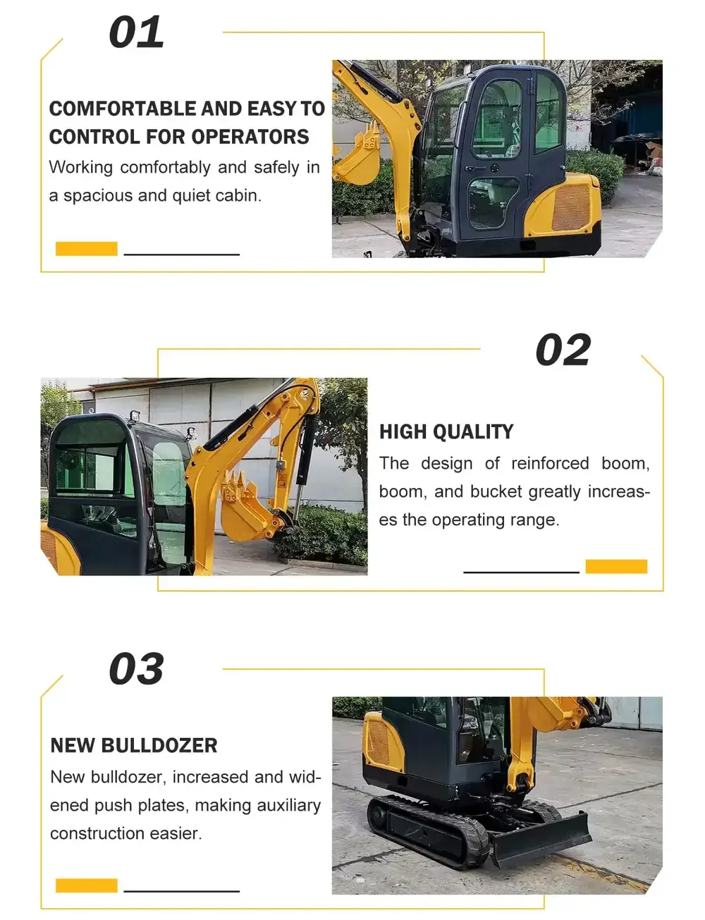 Mini crawler excavator details
