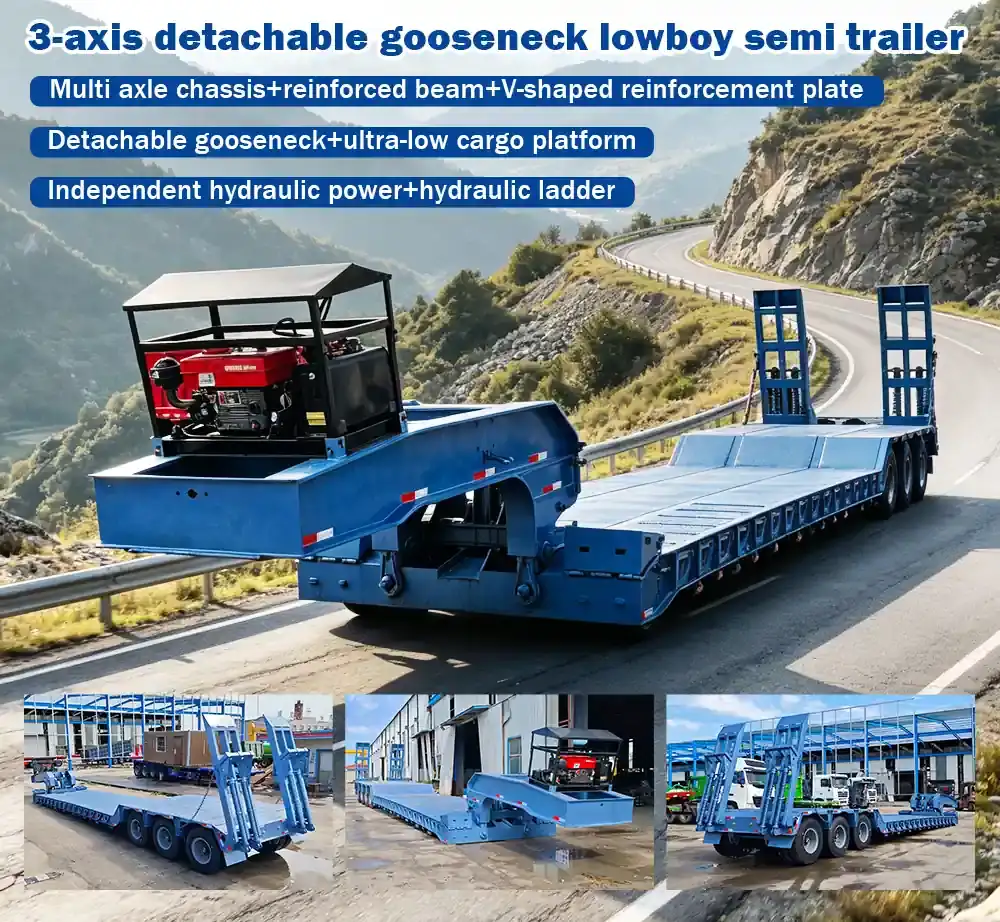 3 Axle Removable Gooseneck Lowboy (RGN) Trailer for sale