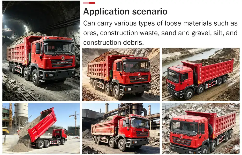 Shacman F3000 8x4 dump truck working on site