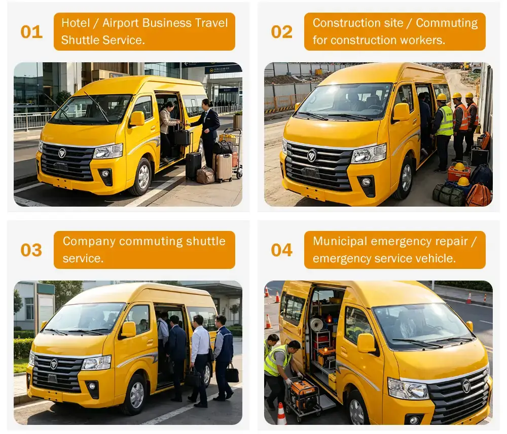 Foton View CS2 minibus on passenger shuttle service