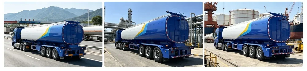 Fuel tank semi trailer refueling on site