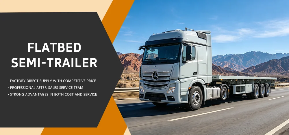 tri axle 40ft flatbed trailer poster.webp