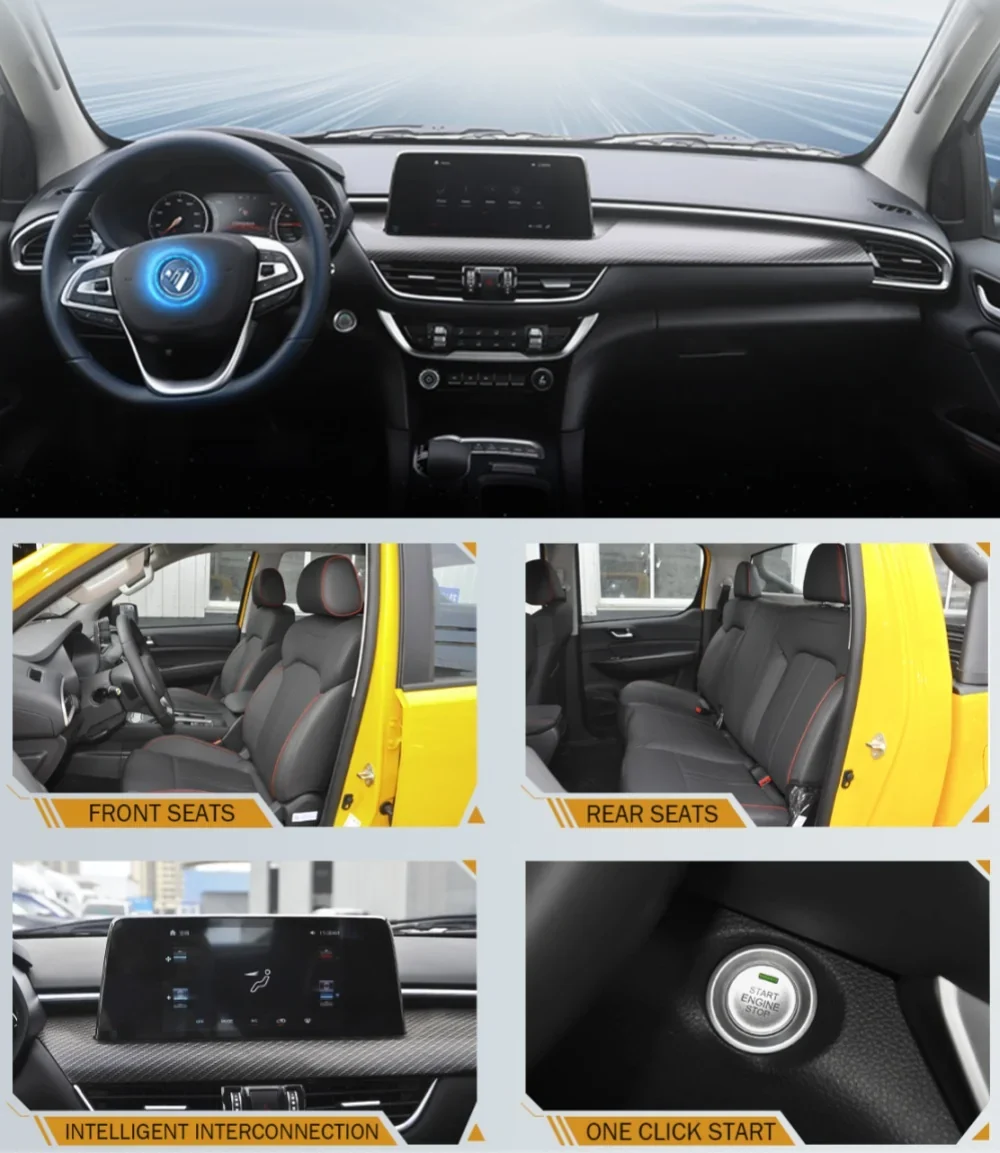 Foton General EV electric pickup truck driver cab interior and dashboard
